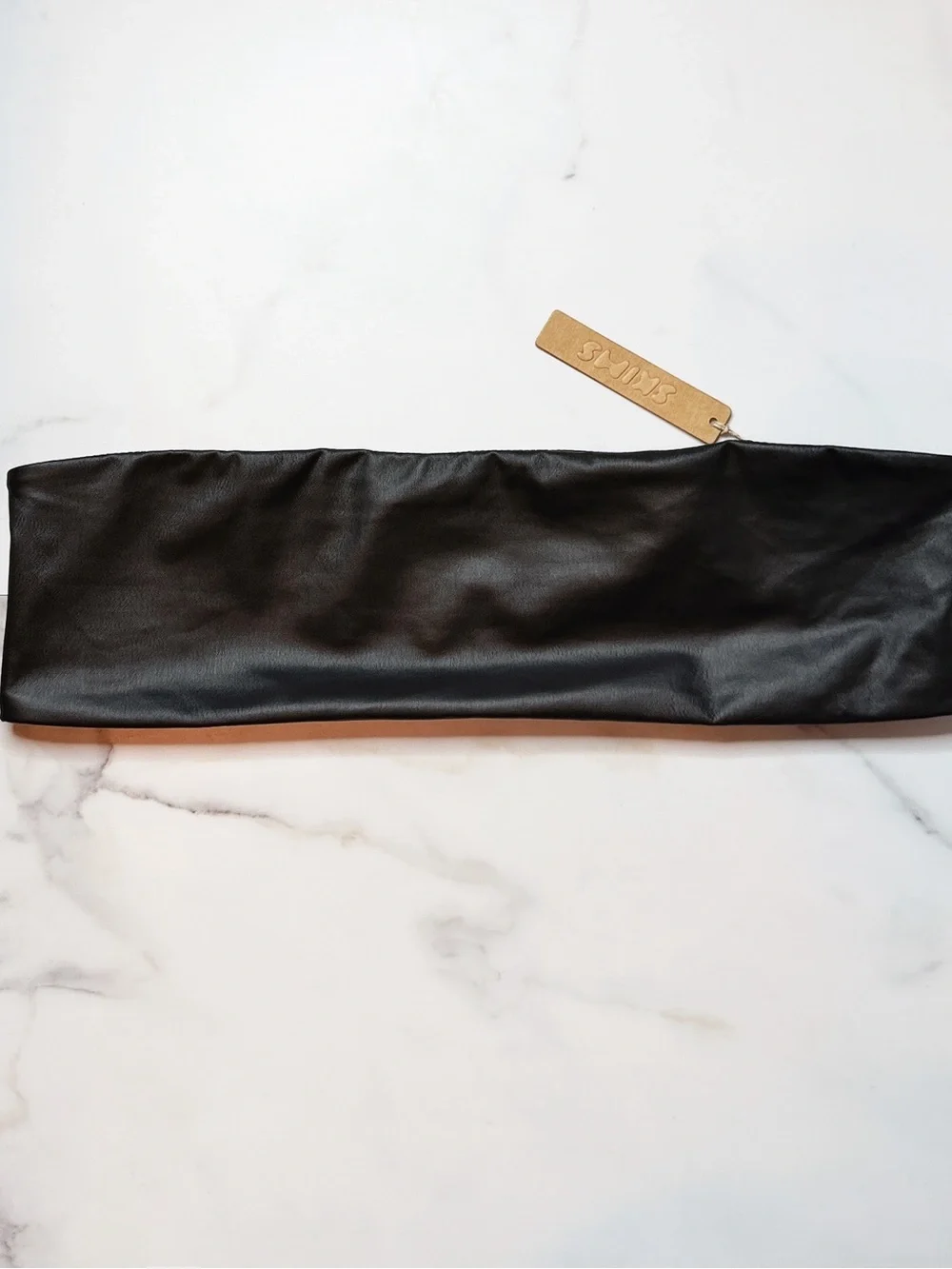 NWT Skims Faux Leather Swim Micro Bandeau Top
